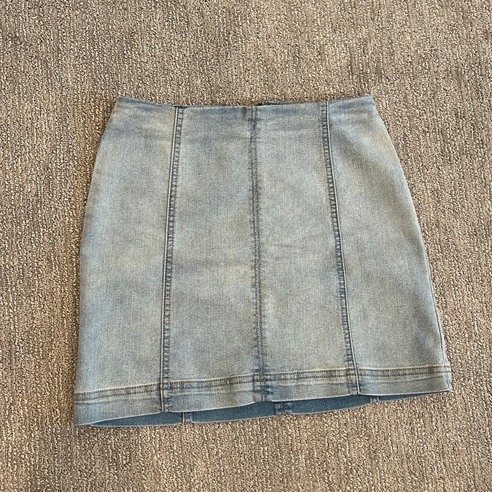 Zip-up Denim Mini Skirt by Wild Fable